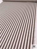 Made in Japan Vertical Striped Fine Twill Cotton Shirting - Light Ivory / Navy / Tan