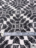 Bohemian Grid Printed Silk Crepe de Chine - Black / Off-White