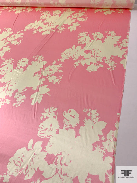 Vibrant Pink Blooms Digitally Printed on Sylvie Silk
