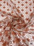 Geometric Metallic Lightweight Guipure Lace - Copper Orange / Silver