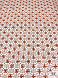 Geometric Metallic Lightweight Guipure Lace - Copper Orange / Silver
