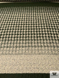 Italian Houndstooth Flat Boucle  Tweed Panel - Dark Olive / Cream
