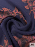 Floral Bundles Printed Silk Georgette - Navy / Cinnamon / Brown / Dusty Rose