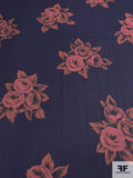 Floral Bundles Printed Silk Georgette - Navy / Cinnamon / Brown / Dusty Rose