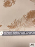 Feathery Leaf Sketch Printed Silk Georgette - Cream / Buff Beige