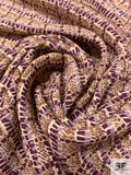 Micro-Graphic Printed Silk Georgette - Purple / Dusty Purple / Beige / Tan