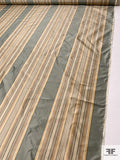 Vertical Striped Yarn-Dyed Silk Taffeta - Tans / Beige / Dusty Seafoam