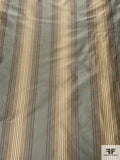 Vertical Striped Yarn-Dyed Silk Taffeta - Antique Sage / Tans / Beige