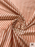 Vertical Striped Yarn-Dyed Silk Taffeta - Antique Red / Light Ivory