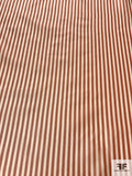 Vertical Striped Yarn-Dyed Silk Taffeta - Antique Red / Light Ivory