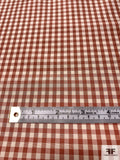 Gingham Check Yarn-Dyed Silk Taffeta - Antique Red / Light Ivory / Muted Cranberry