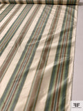 Vertical Striped Yarn-Dyed Silk Taffeta - Tan / Dusty Seafom / Seafoam / Ivory