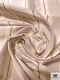 Vertical Striped Yarn-Dyed Silk Taffeta - Dusty Lilac / Ivory