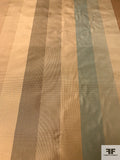 Vertical Striped Yarn-Dyed Silk Taffeta - Browns / Antique Tans / Sage