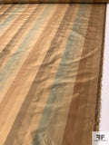 Vertical Striped Yarn-Dyed Silk Taffeta - Browns / Antique Tans / Sage