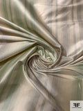 Vertical Striped Yarn-Dyed Silk Taffeta - Grey / Minty Green / Light Beige