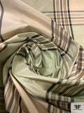 Plaid Yarn-Dyed Silk Taffeta - Minty Green / Slate Green / Light Beige