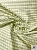 Gingham Check Yarn-Dyed Silk Shantung - Pear Green / Light Ivory