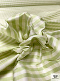 Gingham Check Yarn-Dyed Silk Shantung - Pear Green / Light Ivory