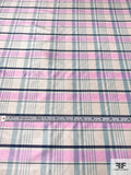 Plaid Yarn-Dyed Silk Shantung - Pink / Seafoam Blue / Navy / Lightest Grey