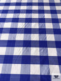 Buffalo Plaid Yarn-Dyed Silk Taffeta - Royal Blue / Off-White