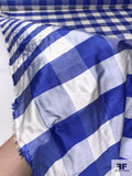 Buffalo Plaid Yarn-Dyed Silk Taffeta - Royal Blue / Off-White