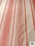 Vertical Striped Yarn-Dyed Silk Taffeta - Orange Coral / Ivory