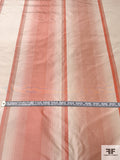 Vertical Striped Yarn-Dyed Silk Taffeta - Orange Coral / Ivory