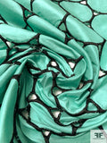 Circle Cutout Embroidered Silk Shantung - Seafoam Green / Black