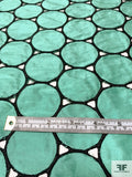 Circle Cutout Embroidered Silk Shantung - Seafoam Green / Black