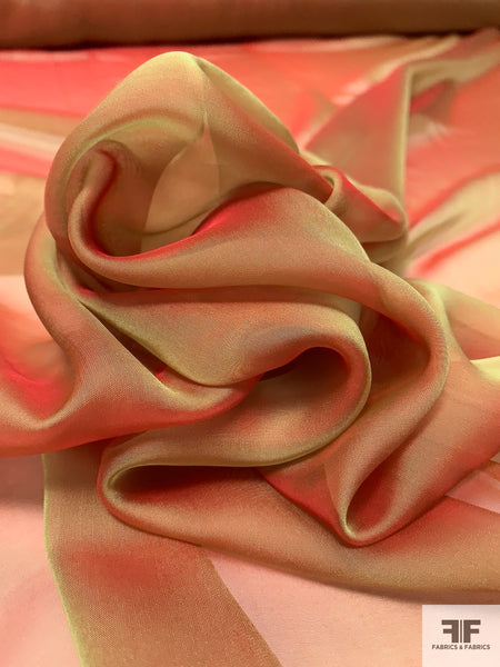 Iridescent Silk Chiffon - Red / Sage  FABRICS & FABRICS – Fabrics & Fabrics