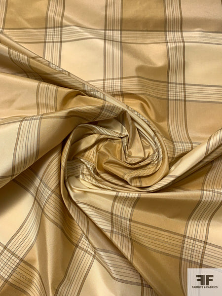  Silk Taffeta Fabric Gold and Rust Plaid Drapery Fabric~54 Wide  TAFC11[4] : Arts, Crafts & Sewing