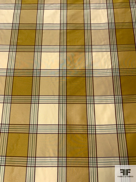 Silk Taffeta Fabric - Princeton Plaid - buy Yellow - Plaid /Grosgrain Ribbon