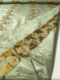Exotic Jacquard-Woven Paisley Vine Silk Taffeta - Light Sage / Antique Gold