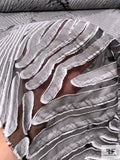 Italian Leaf Inspired Textured Fil Coupé Organza - Grey / Off-White / Black