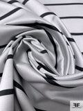 Horizontal Striped Matte Satin - Light Grey / Black