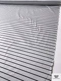 Horizontal Striped Matte Satin - Light Grey / Black