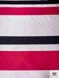 Italian Large Striped Silk Blend Zibeline - Raspberry / Black / White
