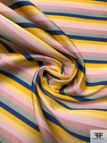 Striped Polyester Zibeline with Fused Back - Yellow / Pink / Blue / Grey