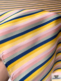 Striped Polyester Zibeline with Fused Back - Yellow / Pink / Blue / Grey
