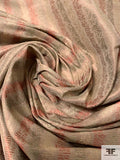 Hazy Striped Woven Jacquard Silk Brocade - Nude Brown / Cherry Red / Champagne / Muted Mint