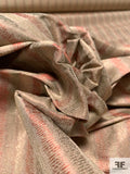 Hazy Striped Woven Jacquard Silk Brocade - Nude Brown / Cherry Red / Champagne / Muted Mint