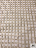 Silk Shantung Ribbons Stitched in Geometric Pattern - Antique Ivory