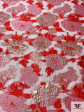 Floral Textured Fil Coupé Polyester Organza with Metallic - Bright Red / Pink / Gold / White
