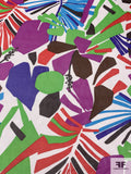 Angular Leaf and Floral Graphic Printed Silk Chiffon - Multicolor