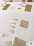 Clip Art Shapes Printed Silk Chiffon Panel - Ecru / Ivory