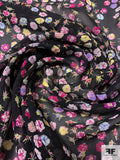 Ditsy Floral Printed Silk Chiffon - Magenta / Periwinkle / Yellow / Black