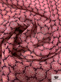 Ditsy Jagged Leaf Printed Silk Chiffon - Berry / Pink / Black / Turmeric
