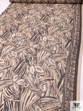 Tropical Leaf Printed Silk Chiffon - Brown / Pale Nude