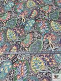 Caribbean Paisley Printed Crinkled Silk Chiffon - Multicolor